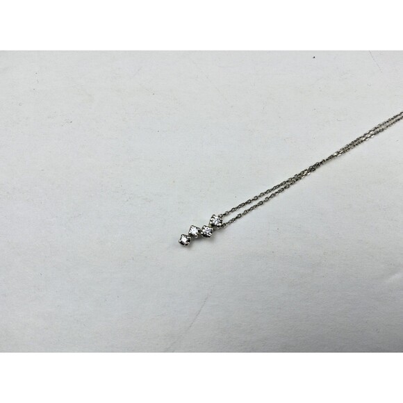 4C Platinum Natural Diamond 4 Stone Necklace - Picture 11 of 12